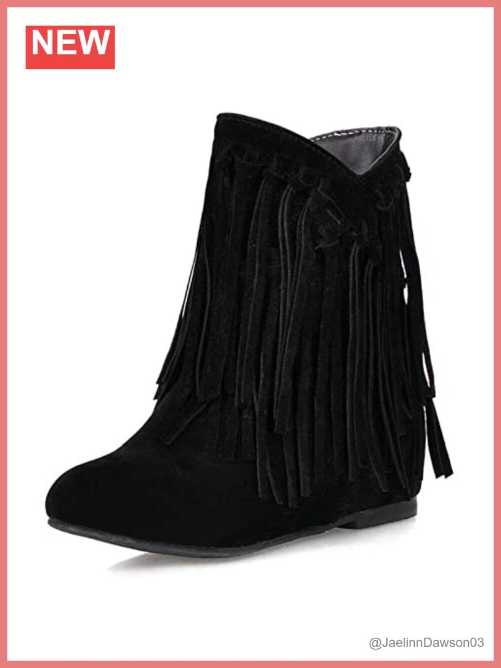 Fringe Ankle Boots Hidden Wedge Heel Slip-On Winter Booties Women